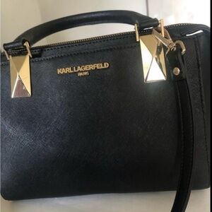 Karl Lagerfeld Black and Gold Satchel
